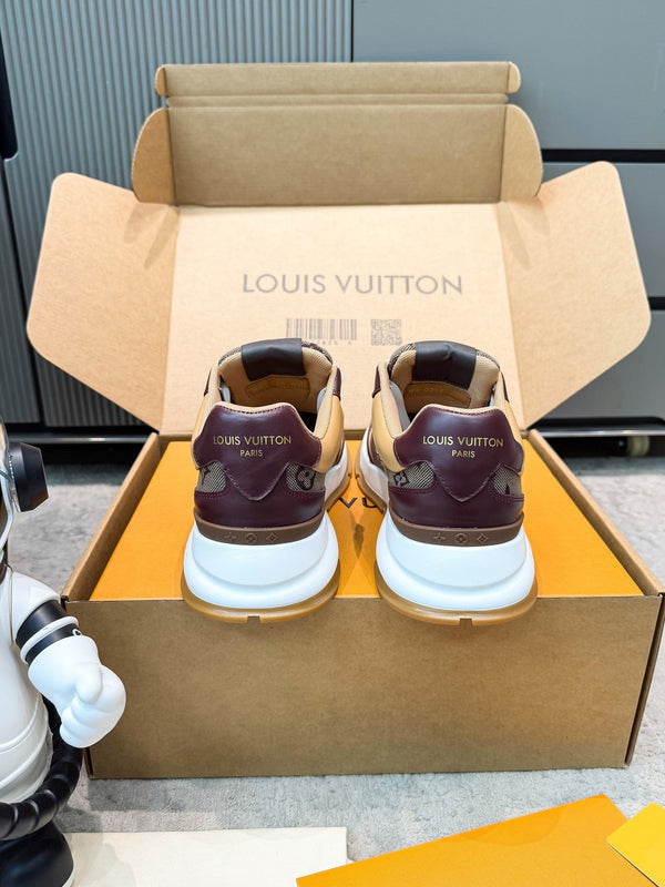 LV Classic Sneaker Beige Burgundy Monogram Mesh Leather 625422