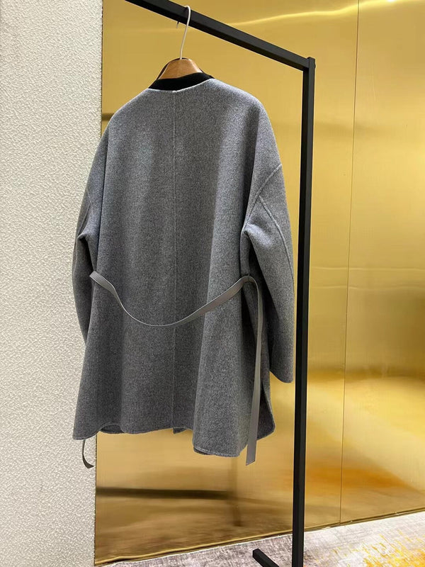 LP 25 Crew Neck Coat Gray White Cashmere Fur 303965