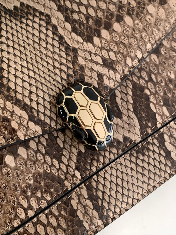 HANDBAG 25 IN GREY SHINY PYTHON LEATHER