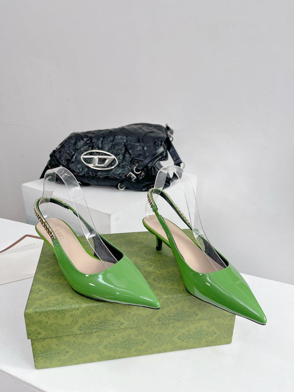 DÉCOLLETÉ GG SIGNORIA 45 SLINGBACK IN PELLE DI AGNELLO VERDE