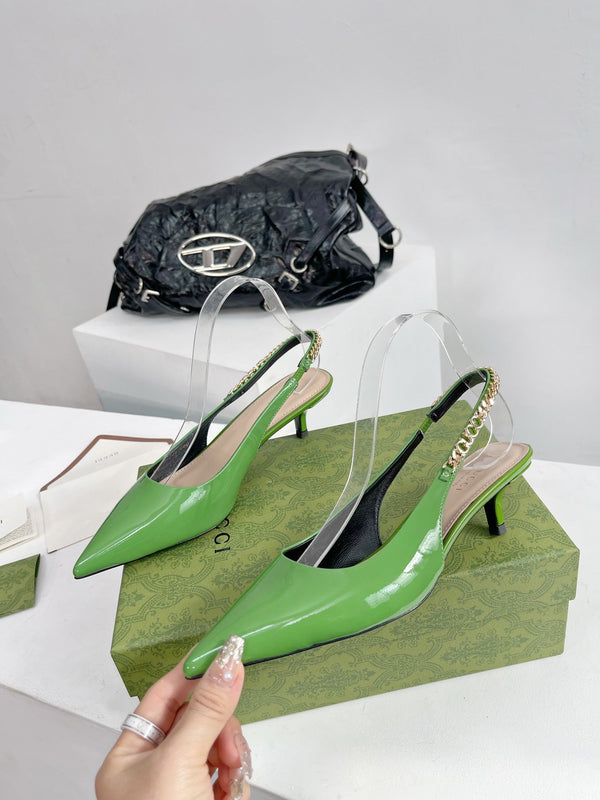 DÉCOLLETÉ GG SIGNORIA 45 SLINGBACK IN PELLE DI AGNELLO VERDE