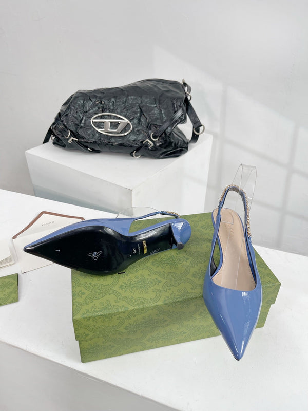 GG SIGNORIA 45 SLINGBACK PUMP CERULEAN LAMBSKIN