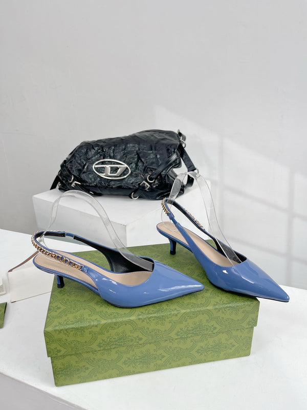 GG SIGNORIA 45 SLINGBACK PUMP CERULEAN LAMBSKIN