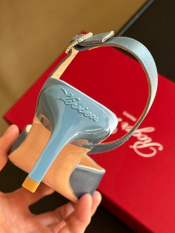 Viv Canard Slingback Pumps 55 in Light Blue Satin