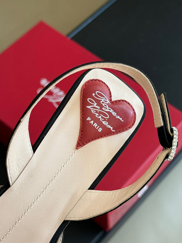 Viv Canard Slingback Pumps 55 in Black Satin