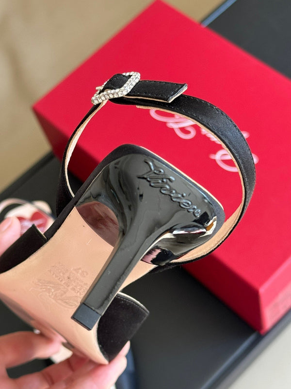 Viv Canard Slingback Pumps 55 in Black Satin