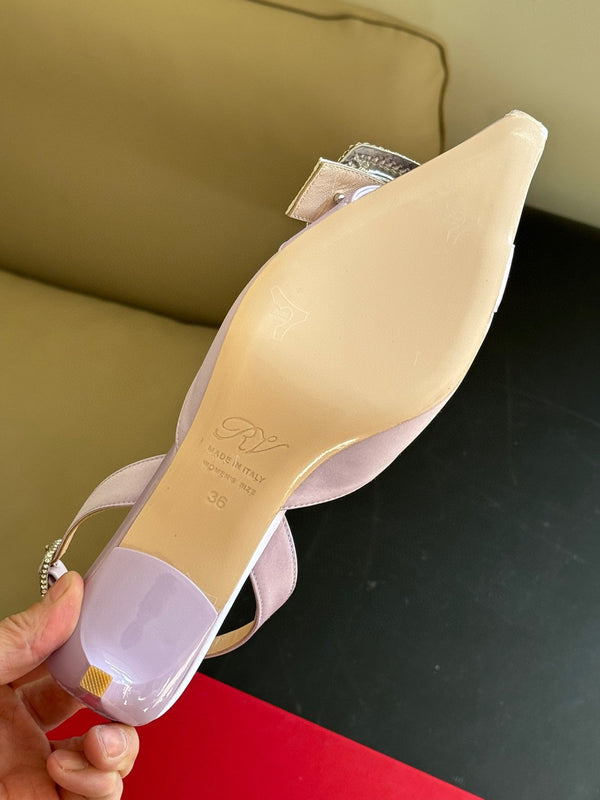 Viv Canard Slingback Pumps 55 in Violet Satin