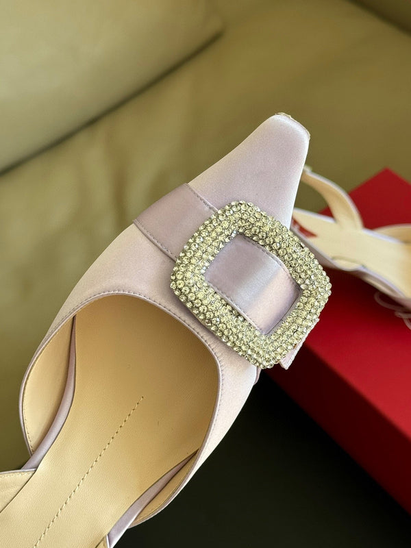 Viv Canard Slingback Pumps 55 in Violet Satin