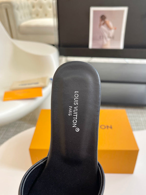 lv capri flat mule black calfskin