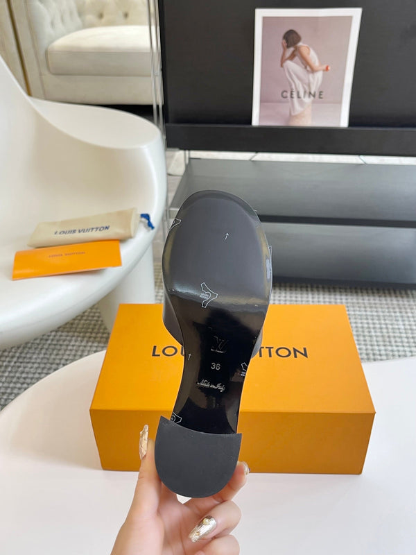 lv capri mule 45mm black calfskin