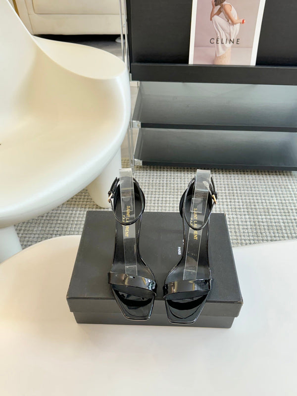 SL SQUARE-TOED HIGH HEELS BLACK CALFSKIN