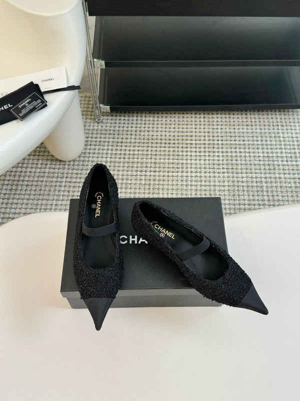 CC MARY JANE IN TWEED DI LANA NERA E RASO