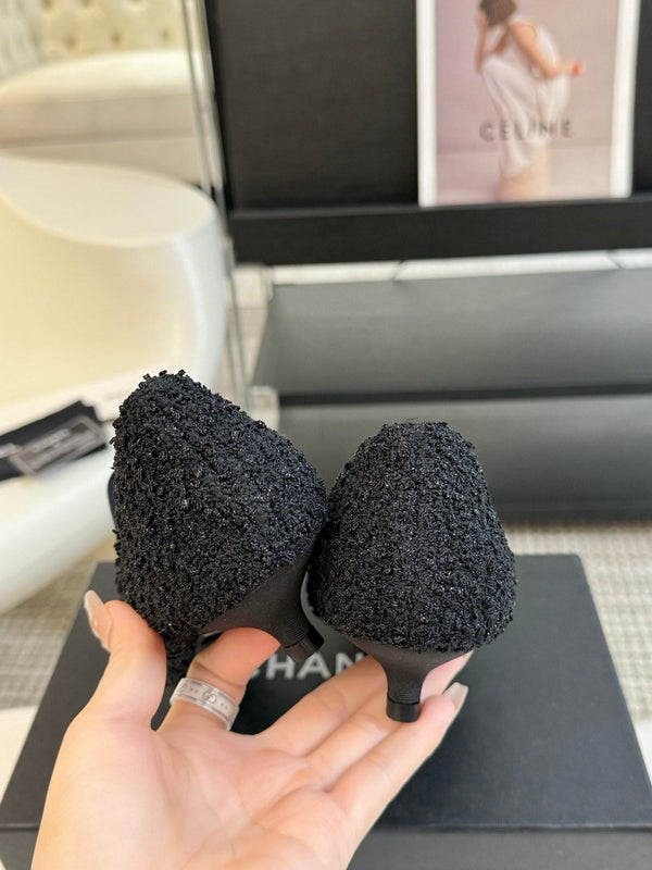 CC MARY JANE IN TWEED DI LANA NERA E RASO