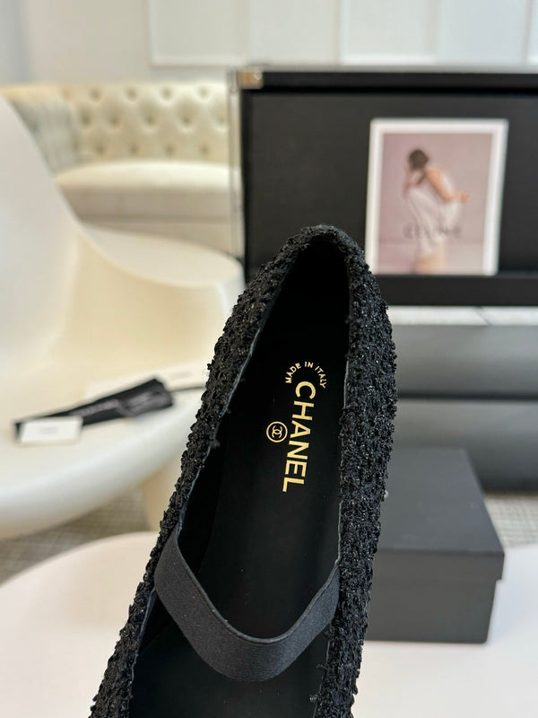 CC MARY JANE IN TWEED DI LANA NERA E RASO