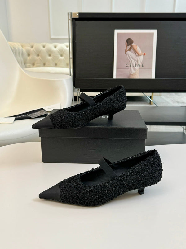 CC MARY JANE IN TWEED DI LANA NERA E RASO