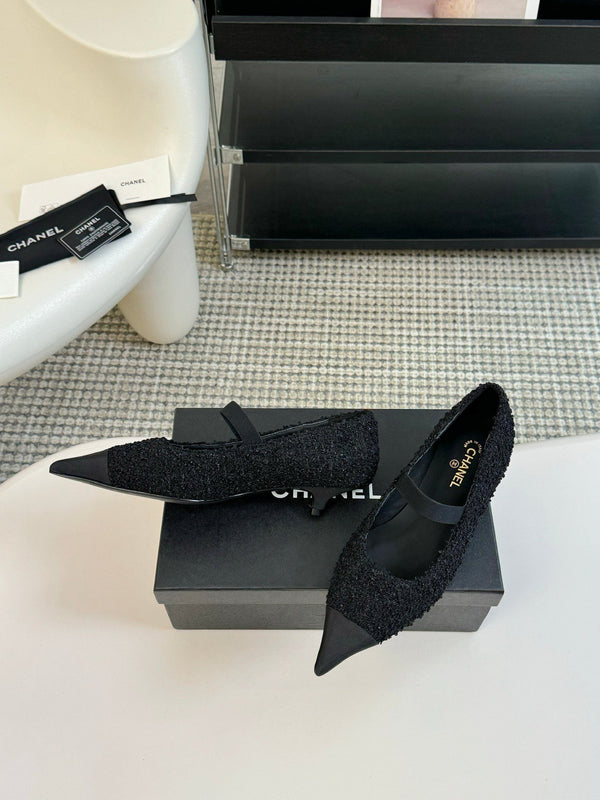 CC MARY JANE IN TWEED DI LANA NERA E RASO