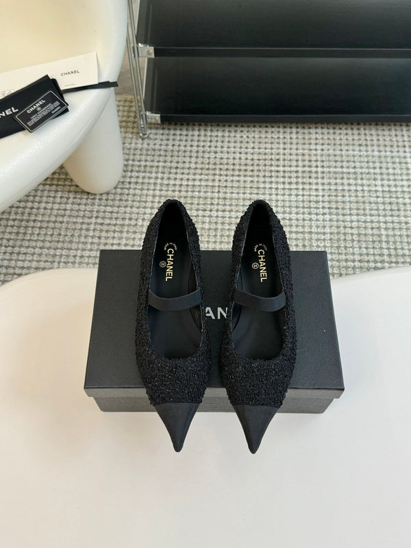 CC MARY JANE IN TWEED DI LANA NERA E RASO