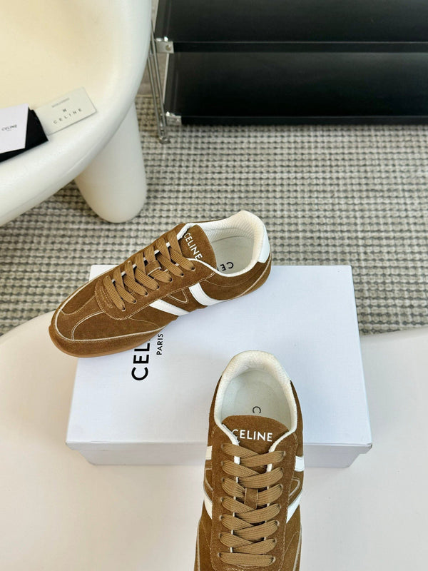 SCARPA DA STIVALETTO BASSA CON LACCI MARRONE SIDRO CAMOSCIO