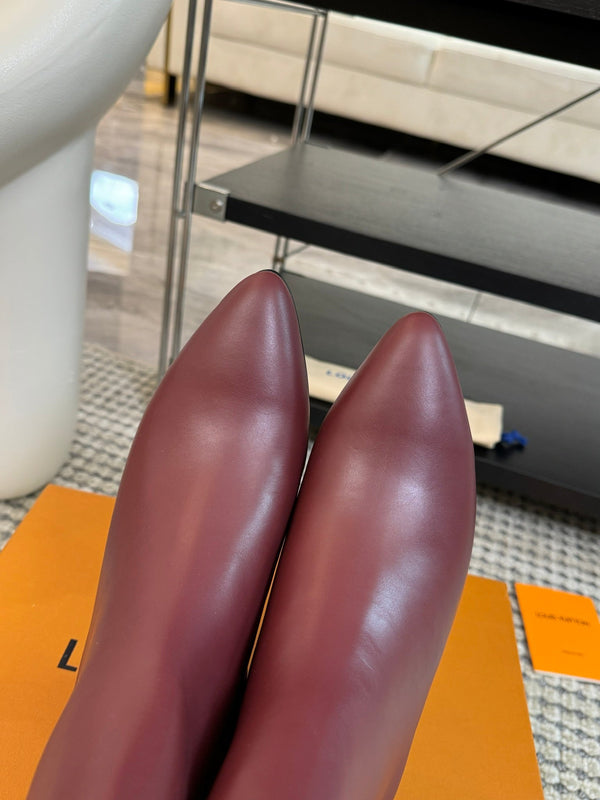 LV Ankle Boots 60mm Wine Red Cowhide