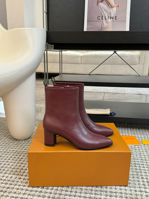LV Ankle Boots 60mm Wine Red Cowhide