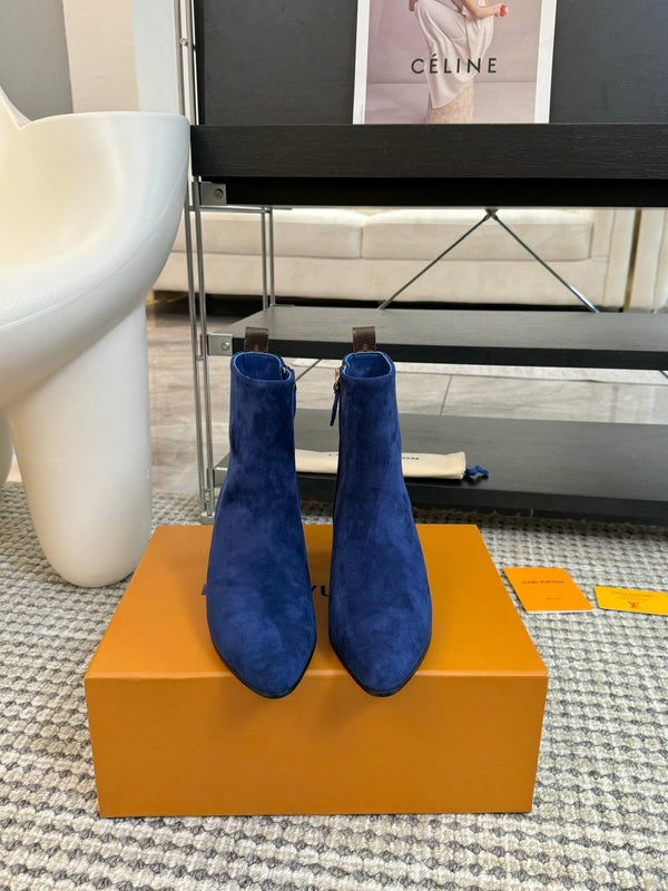 LV Ankle Boots 60mm Classic Blue Suede