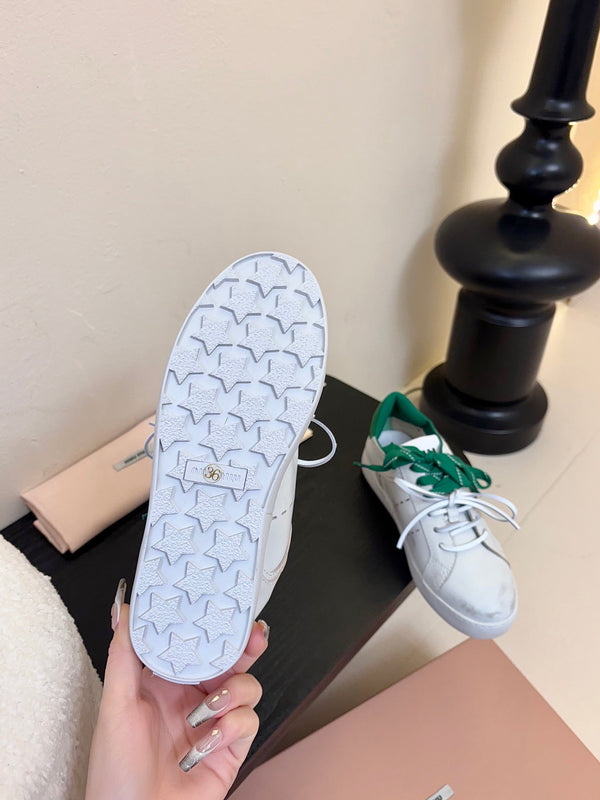 Miu 25C Sneakers Bianco Mix Pelle Verde 235747
