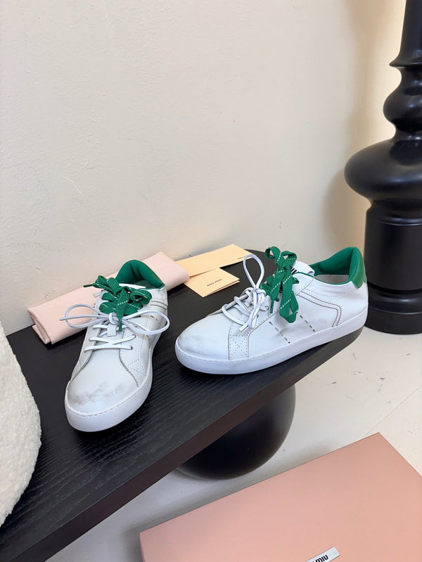 Miu 25C Sneakers Bianco Mix Pelle Verde 235747