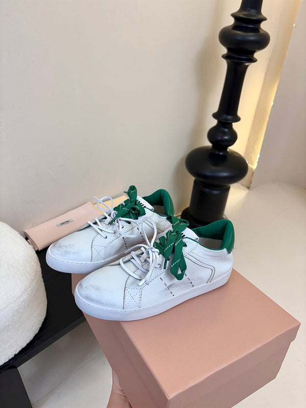 Miu 25C Sneakers Bianco Mix Pelle Verde 235747