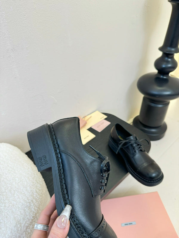 Miu 25C Chunky Oxfords Nero Pelle 235811