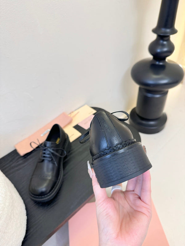 Miu 25C Chunky Oxfords Nero Pelle 235811
