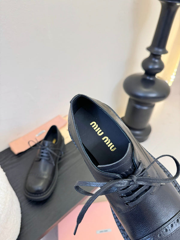 Miu 25C Chunky Oxfords Nero Pelle 235811
