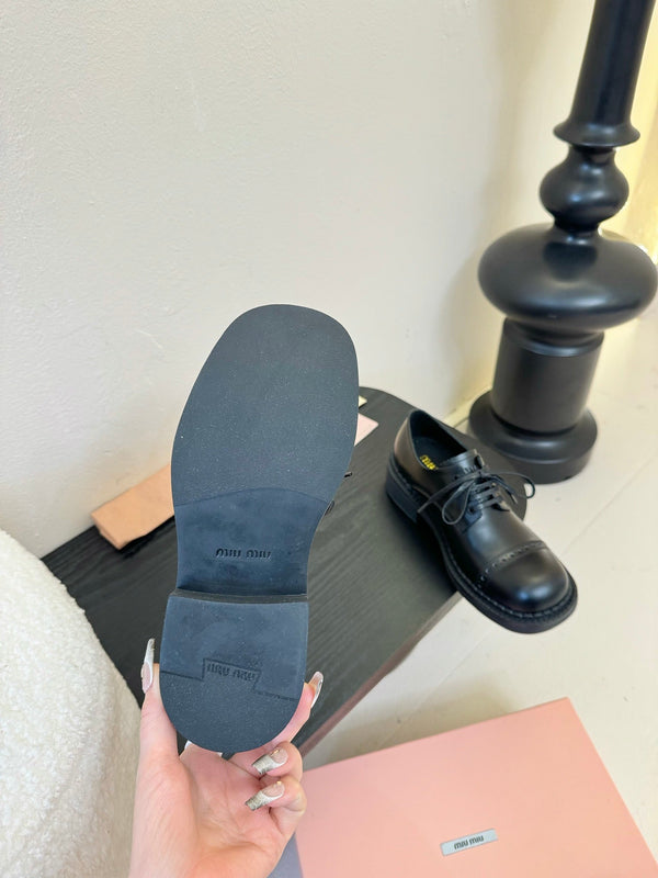 Miu 25C Chunky Oxfords Black Calfskin 235812