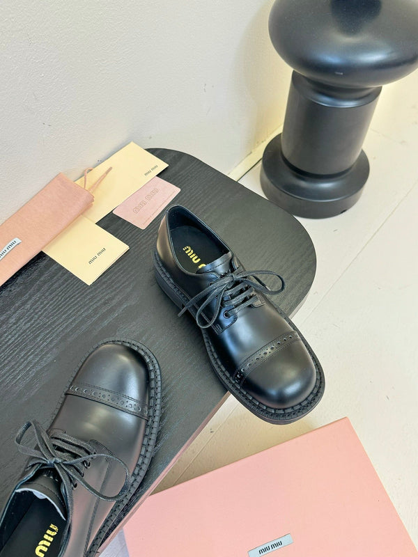 Miu 25C Chunky Oxfords Black Calfskin 235812