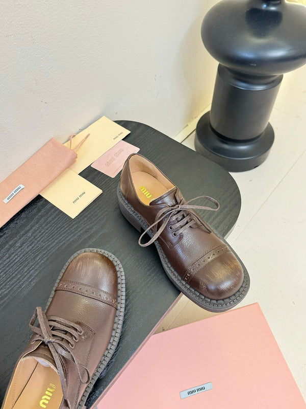 Miu 25C Chunky Oxfords Brown Calfskin 235813