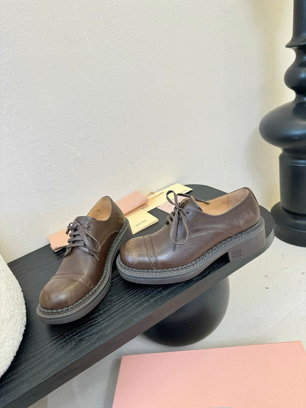 Miu 25C Chunky Oxfords Brown Calfskin 235813