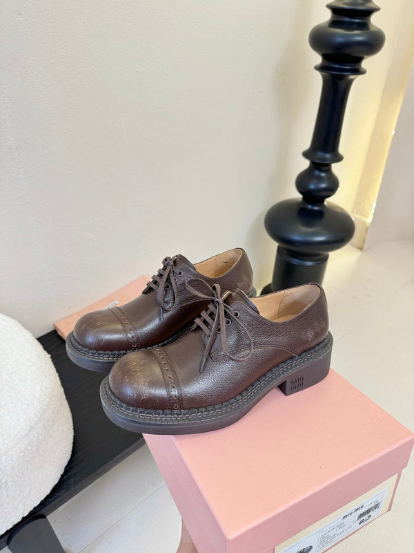 Miu 25C Chunky Oxfords Brown Calfskin 235813
