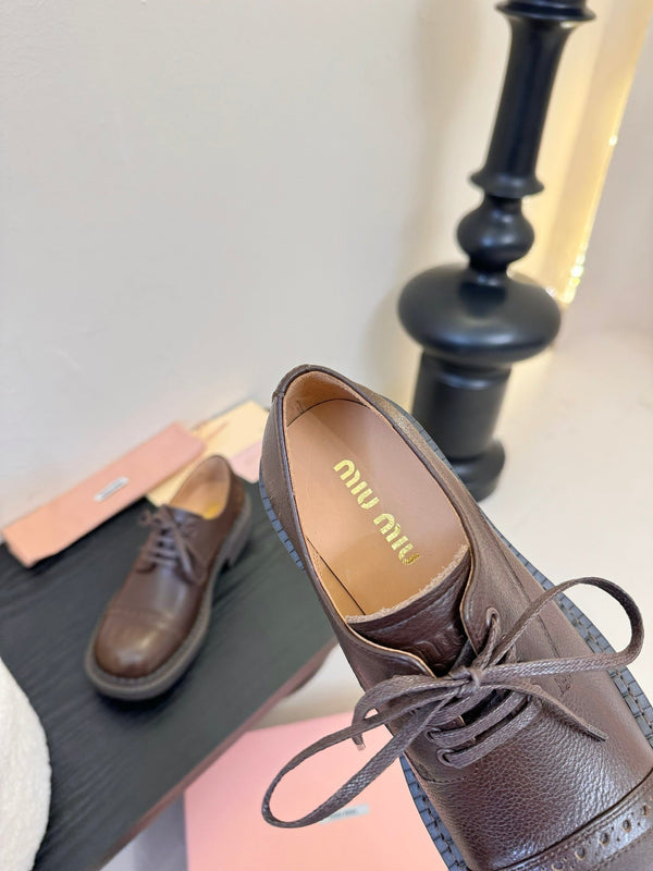 Miu 25C Chunky Oxfords Brown Calfskin 235813