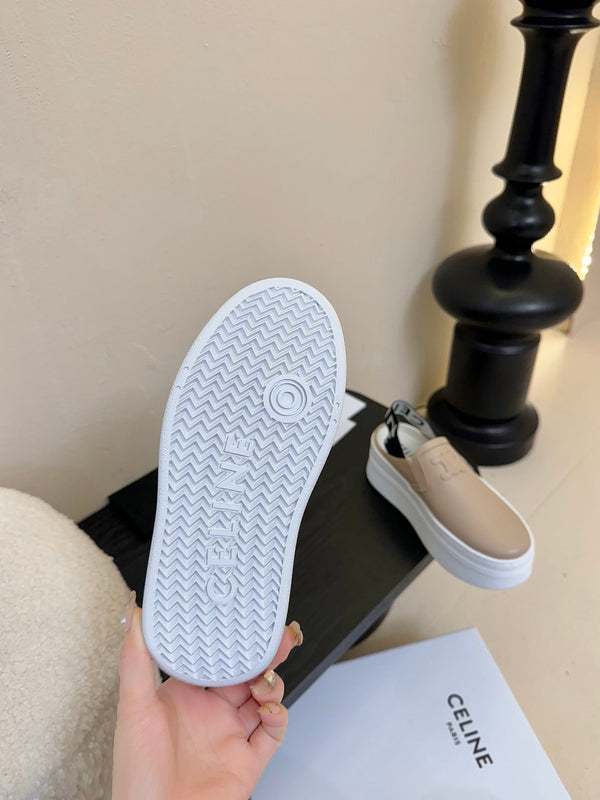 CELINE Block Wedge Mule Cream Calfskin 235719