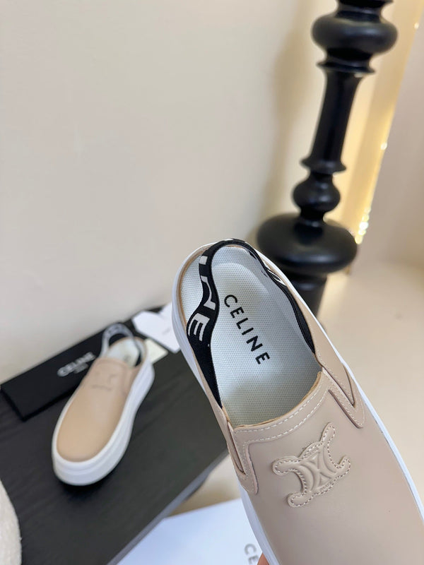 CELINE Block Wedge Mule Cream Calfskin 235719