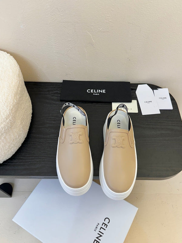 CELINE Block Wedge Mule Cream Calfskin 235719