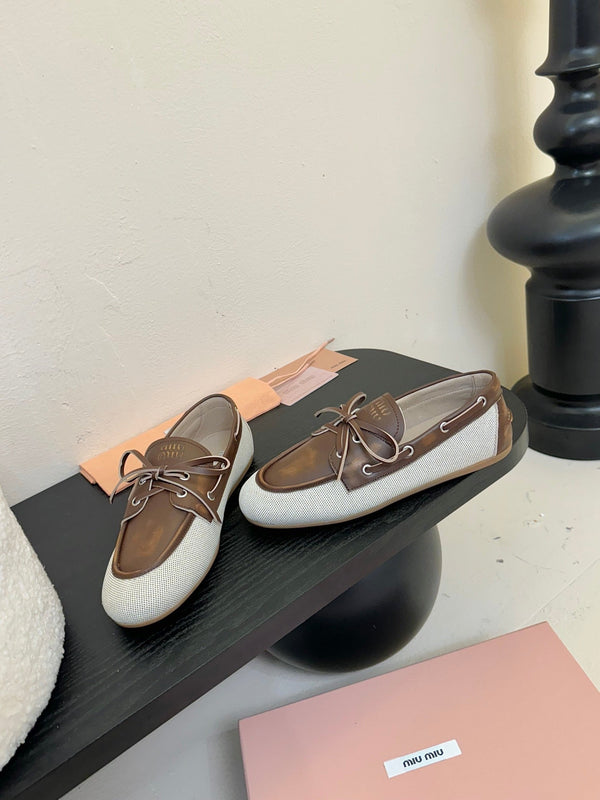 Mocassini Miu 25C in pelle marrone 235814