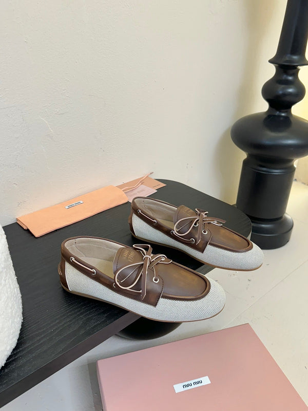 Mocassini Miu 25C in pelle marrone 235814