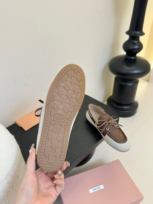 Mocassini Miu 25C in pelle marrone 235814