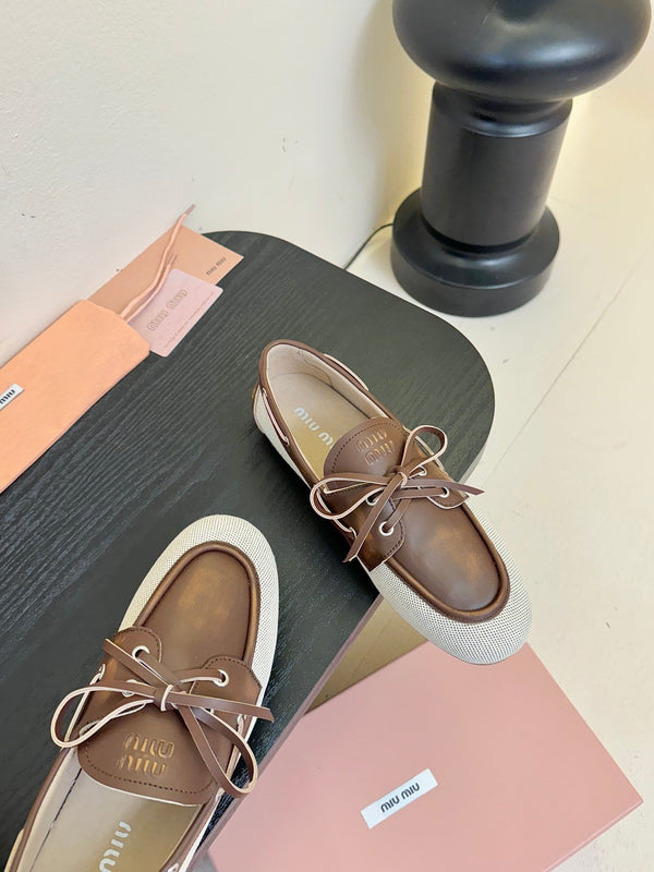 Mocassini Miu 25C in pelle marrone 235814