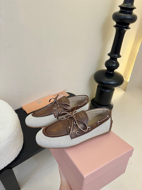 Mocassini Miu 25C in pelle marrone 235814