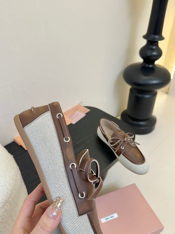 Mocassini Miu 25C in pelle marrone 235814