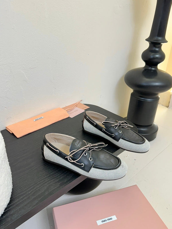 Miu 25C Loafers Black Leather 235815