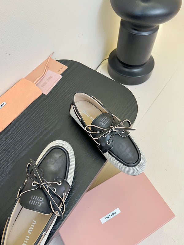 Miu 25C Loafers Black Leather 235815