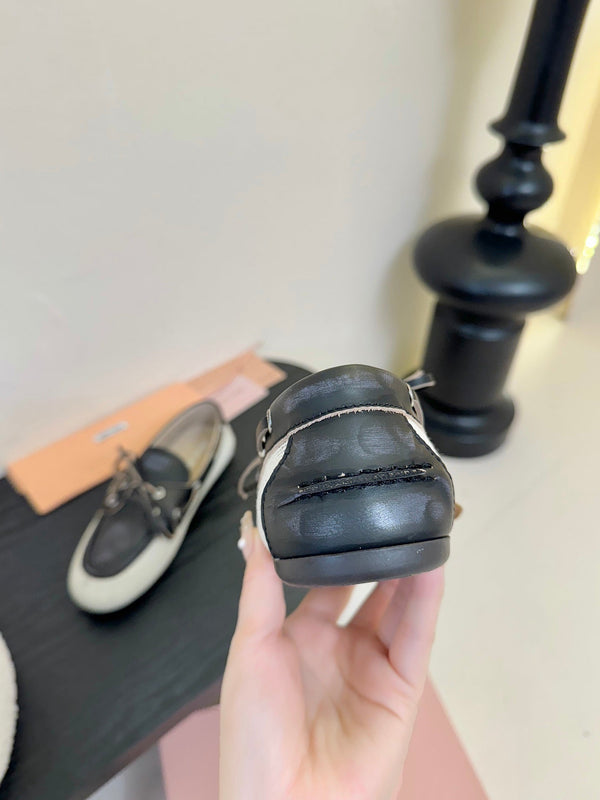 Miu 25C Loafers Black Leather 235815