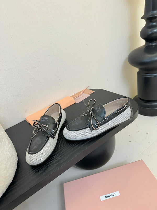 Miu 25C Loafers Black Leather 235815